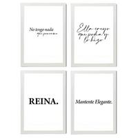 POSTER Set mit 4 Königin TypografieStil A3 Weißer Rahmen - Weiß, Papier (29.7/3cm) - Nacnic