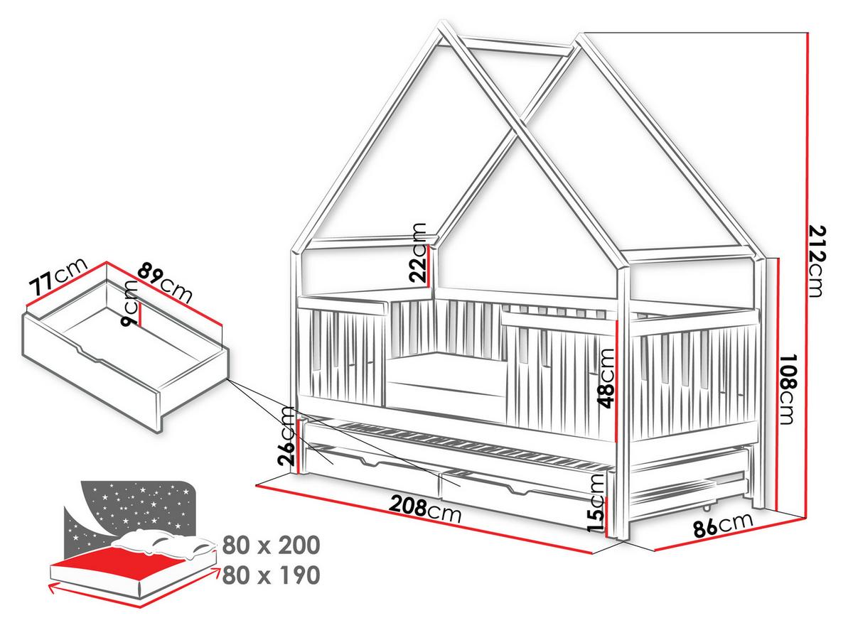 HAUSBETT Magic - Grau, Holz (80/200cm) - MIRJAN24