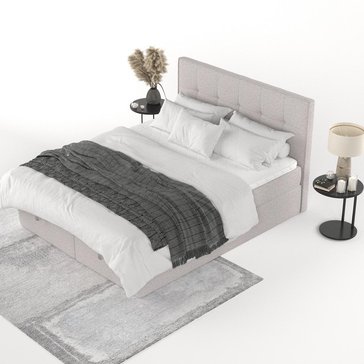BOXBETT Tivra 160/200 cm Beige im Riva Stoff - Beige/Schwarz, Holz/Holzwerkstoff (160/200cm) - AltaBeds