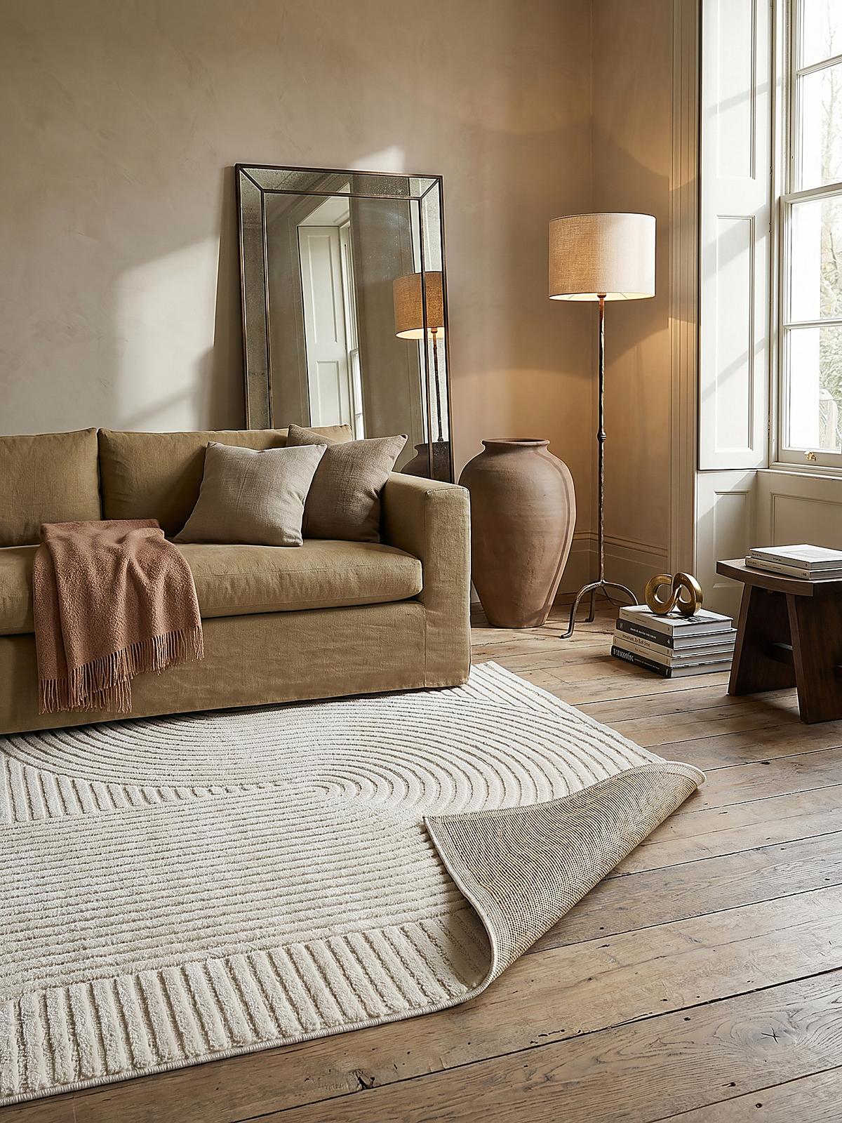 KURZFLORTEPPICH Geometrisch CETINA Polypropylen Creme 160 x 230 cm - Beige, Textil (160/230cm) - KADIMA DESIGN