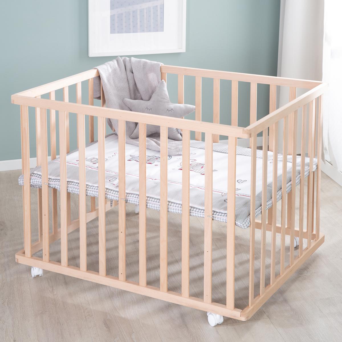 LAUFGITTER 100x75 Jumbo twins grau - Naturfarben, Holzwerkstoff (73/72/98.5cm) - Roba