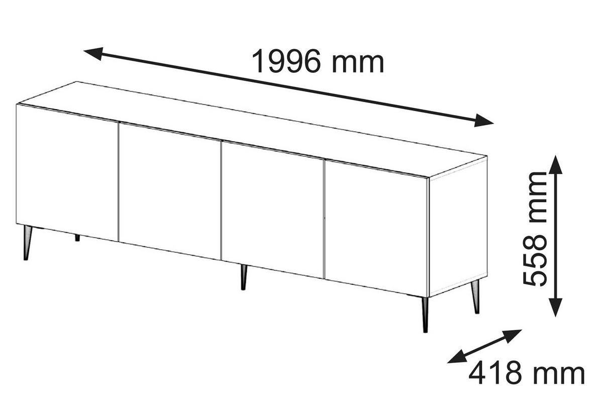 TV LOWBOARD Artisan Eiche, Schwarz, Gold 200/56/42 - Goldfarben/Schwarz, Holzwerkstoff (200/56/42cm) - RAUMHIRSCH FURNITURE