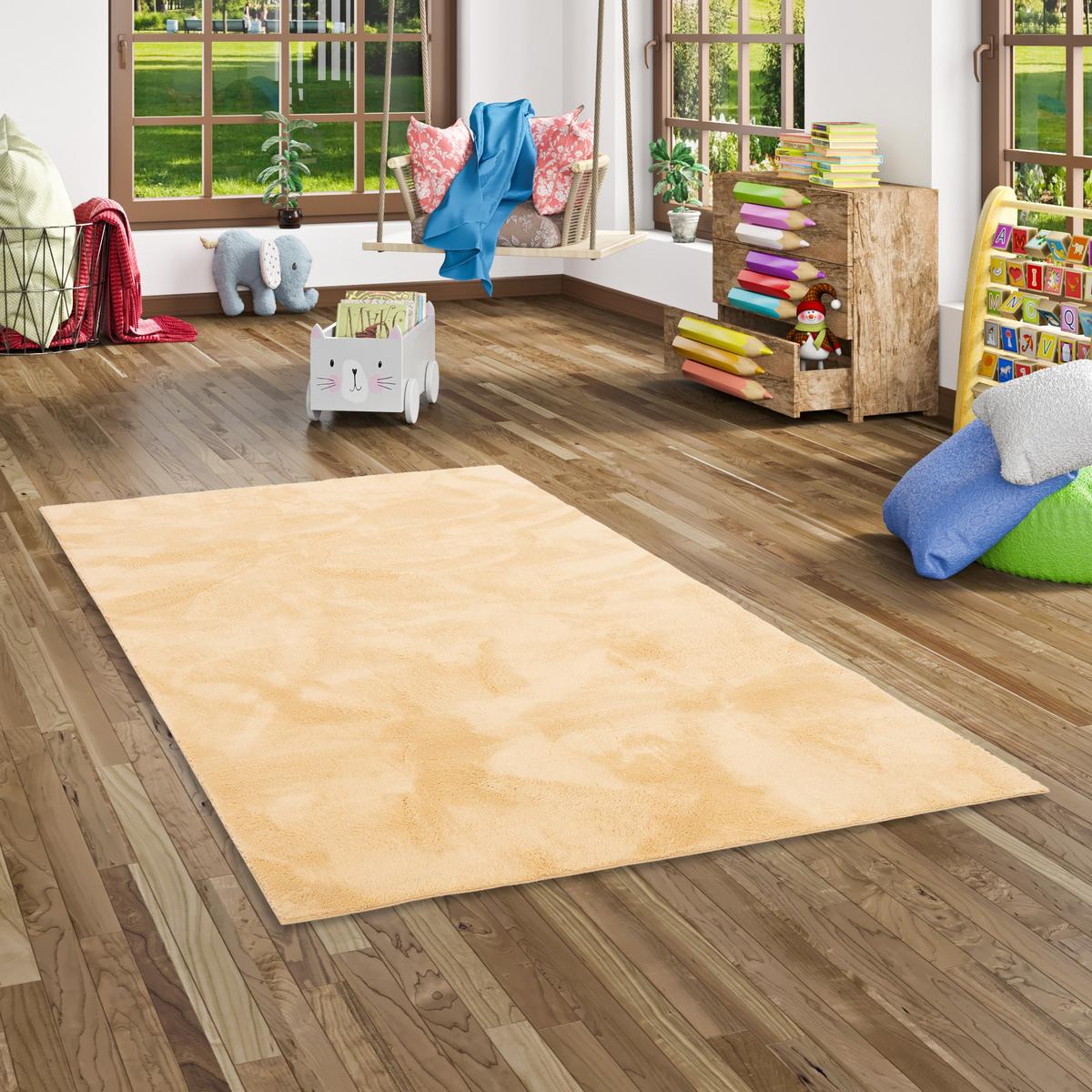 KINDER SUPER SOFT FELLTEPPICH PEARL KIDS - Gelb, Textil (120/170cm) - Pergamon
