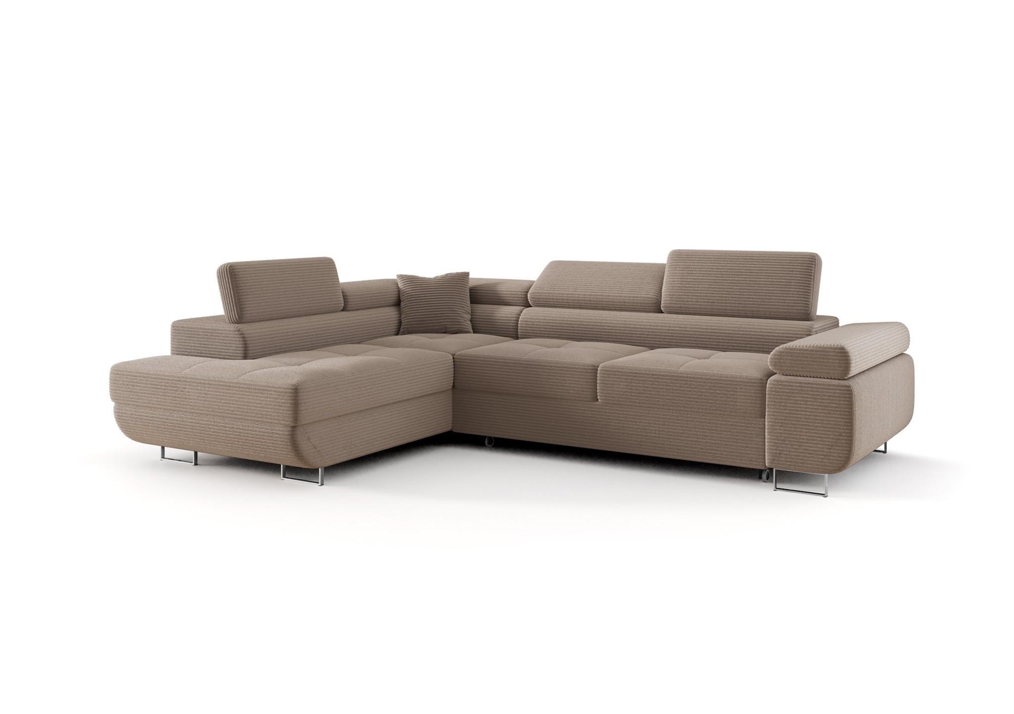 ECKSOFA Monaro Mit Schlaffunktion - Beige, Holzwerkstoff/Textil (202/275cm) - Fun Möbel