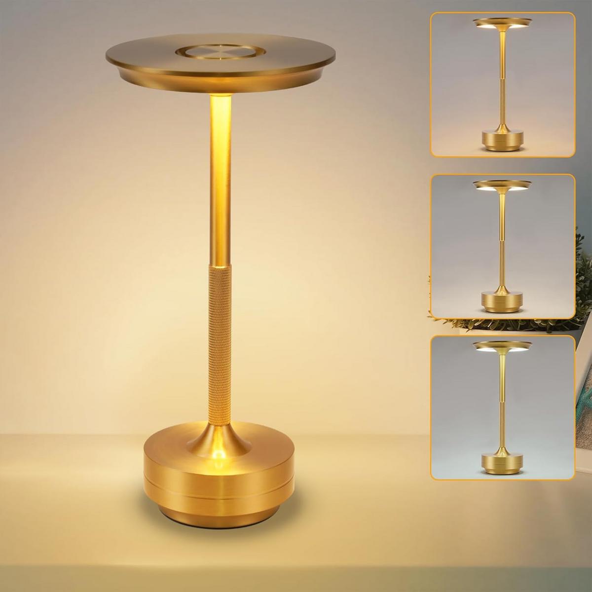 TISCHLEUCHTE Brenndel 12.8/12.8/27 cm - Goldfarben, Kunststoff/Metall (12.8/12.8/27cm) - ZMH