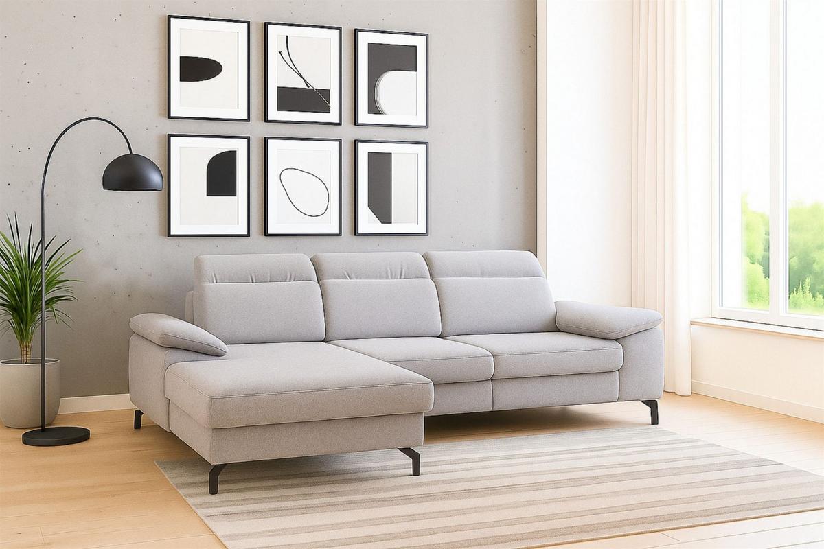 ECKSOFA Margit Mit Schlaffunktion - Hellgrau, Holzwerkstoff/Textil (276/184cm) - Fun Möbel