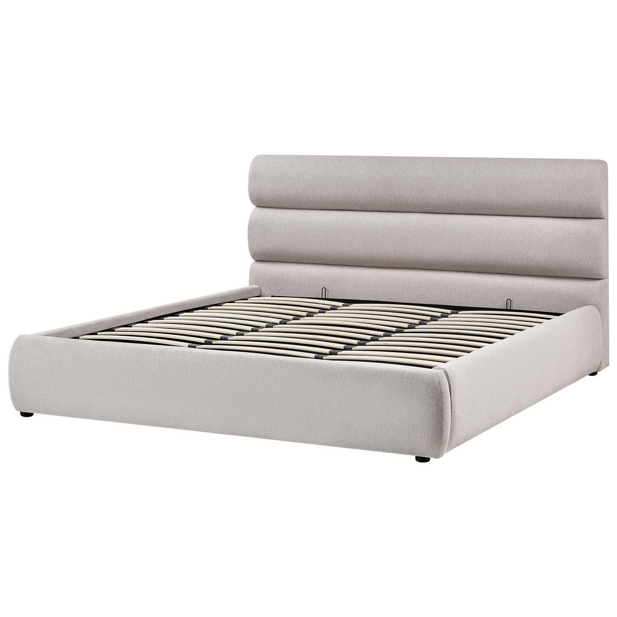 BETT mit Stauraum 180/200 cm Kunstleinen Grau Bonifacio - Grau, Textil (180/200cm) - Beliani