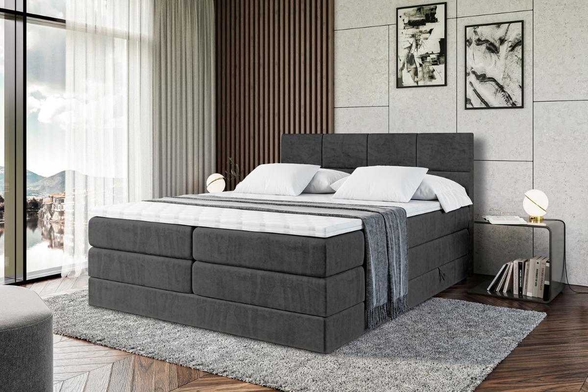 BOXSPRINGBETT ARDENI KING - 200x200 - H3/H4 - Schwarz - Schwarz, Holzwerkstoff (200/200cm) - ALTDECOR