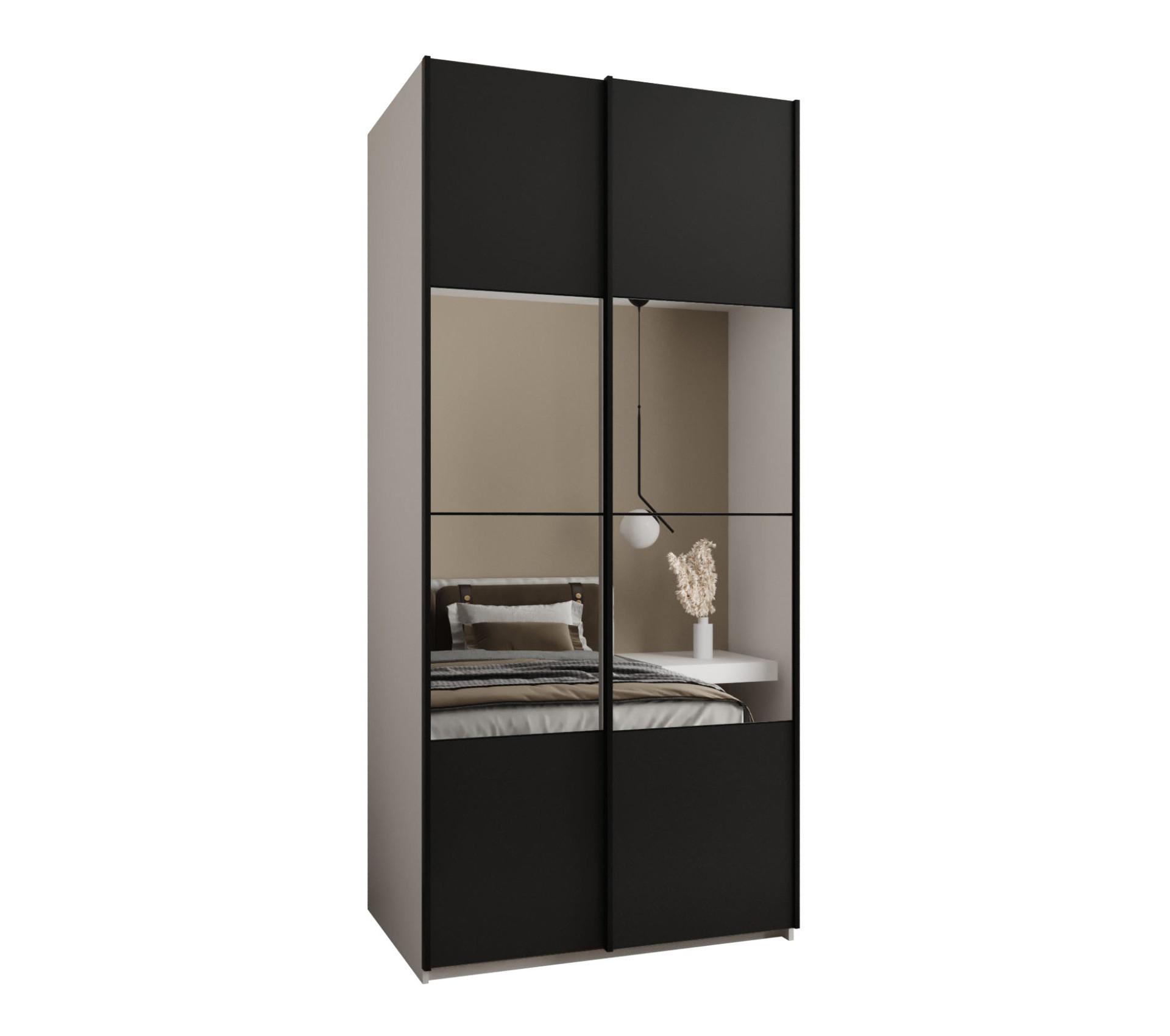 SCHWEBETÜRENSCHRANK 245,5/110/64 2-türig - Schwarz/Weiß, Holz/Metall (110/245/64cm) - Abiks Möbel