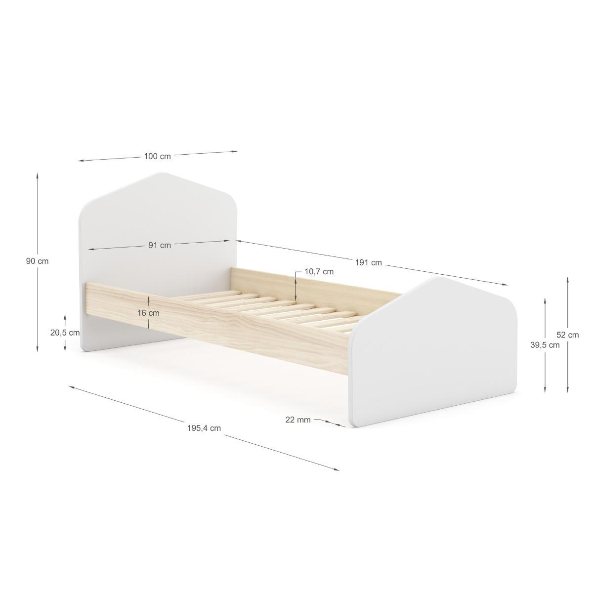BETT Estefania Weiß 195/100/90 cm - Weiß, Holz (190/90cm) - Calicosy
