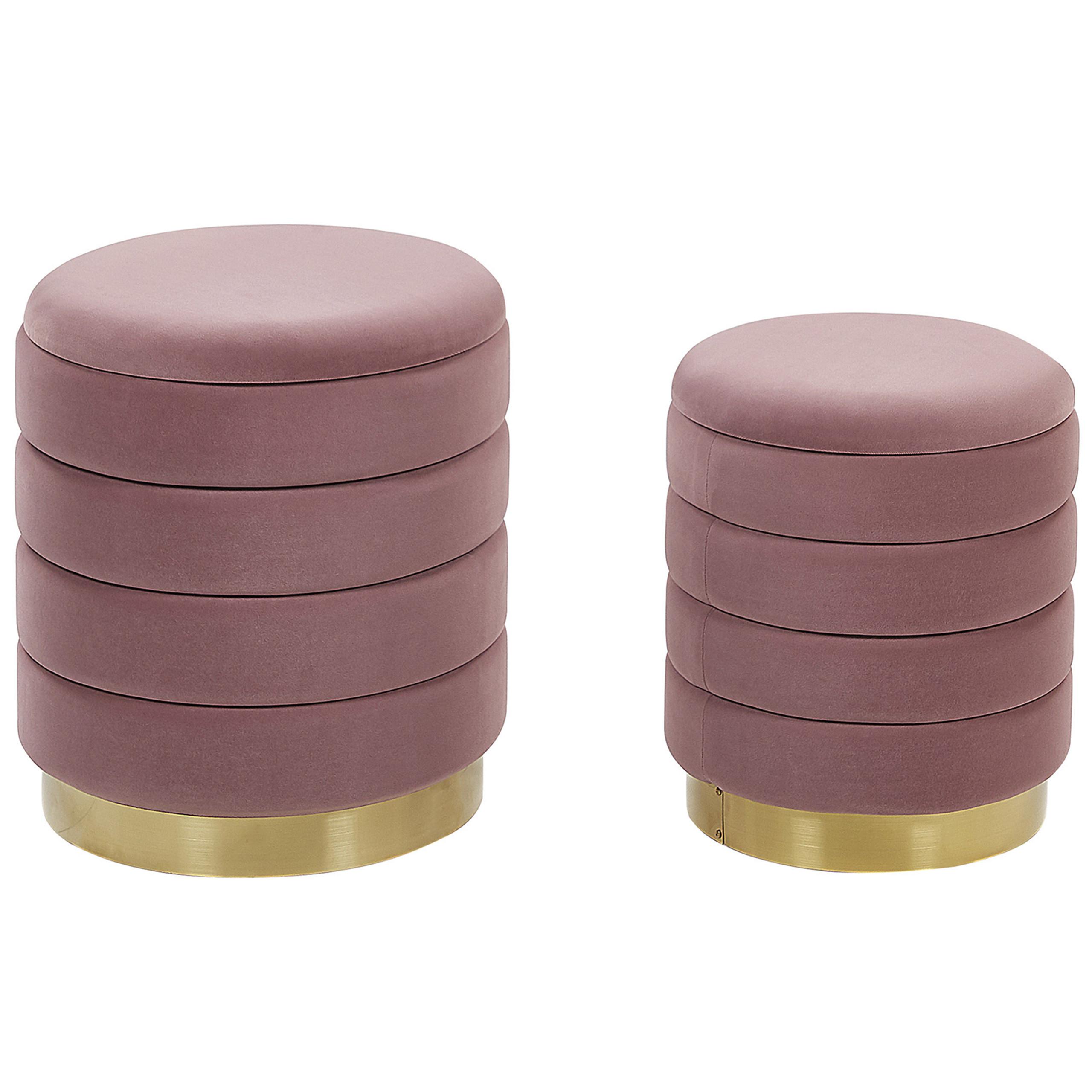 POUF Garland 40-33/40-33/44-38 cm - Pink, Textil (40/38/40cm) - Beliani
