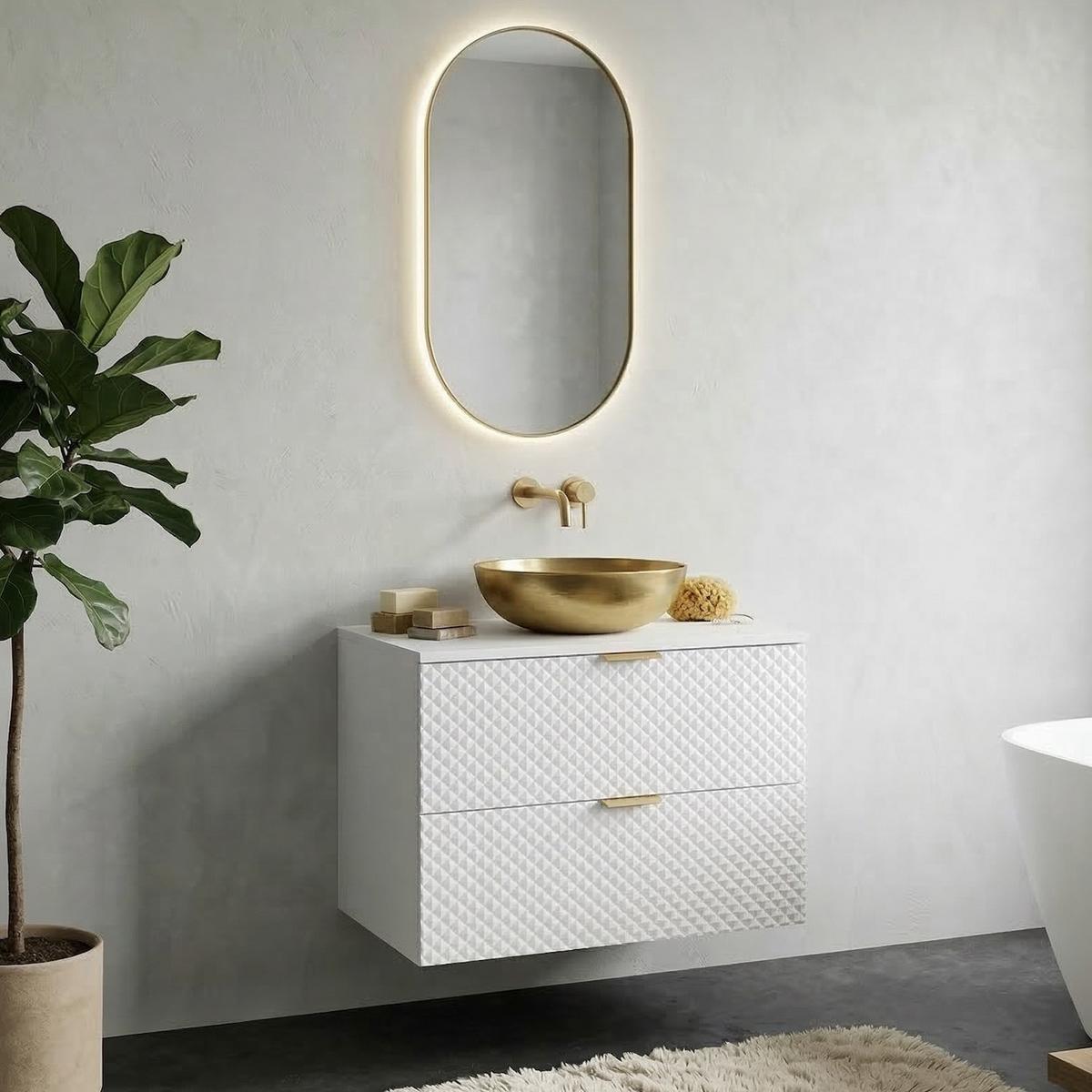 WASCHBECKENUNTERSCHRANK Borneo 2 Schubladen Matt Weiß - 80 x 49 x 63 cm - Weiß, Holz (80/63/49cm) - Badplaats