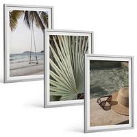 BILDER SET 3er Set - 40x60 cm Silberner Rahmen - Strandschaukel-Blätterurlaub - Silberfarben, Kunststoff (40/60cm) - TULUP