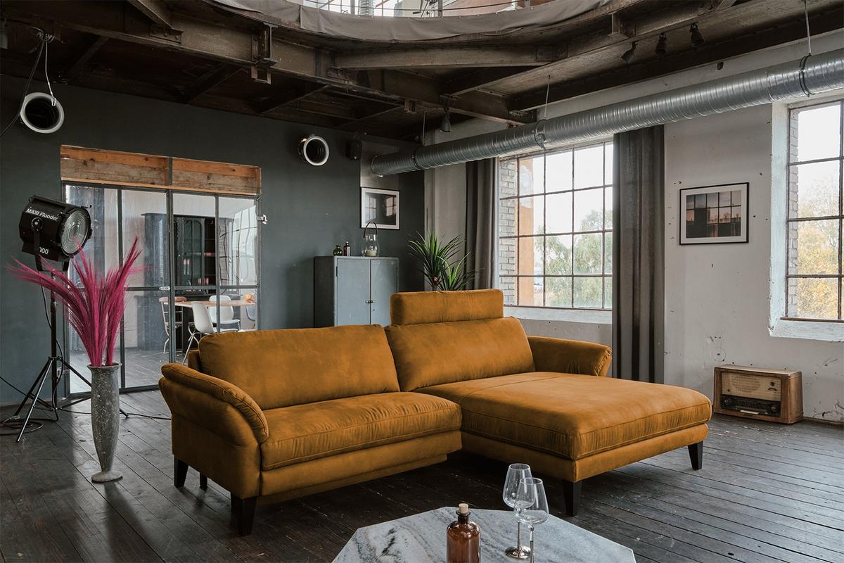 ECKSOFA MALTA Rotbraun Webstoff - Rotbraun/Cognac, Buchenholz/Textil (302/175cm) - KAWOLA