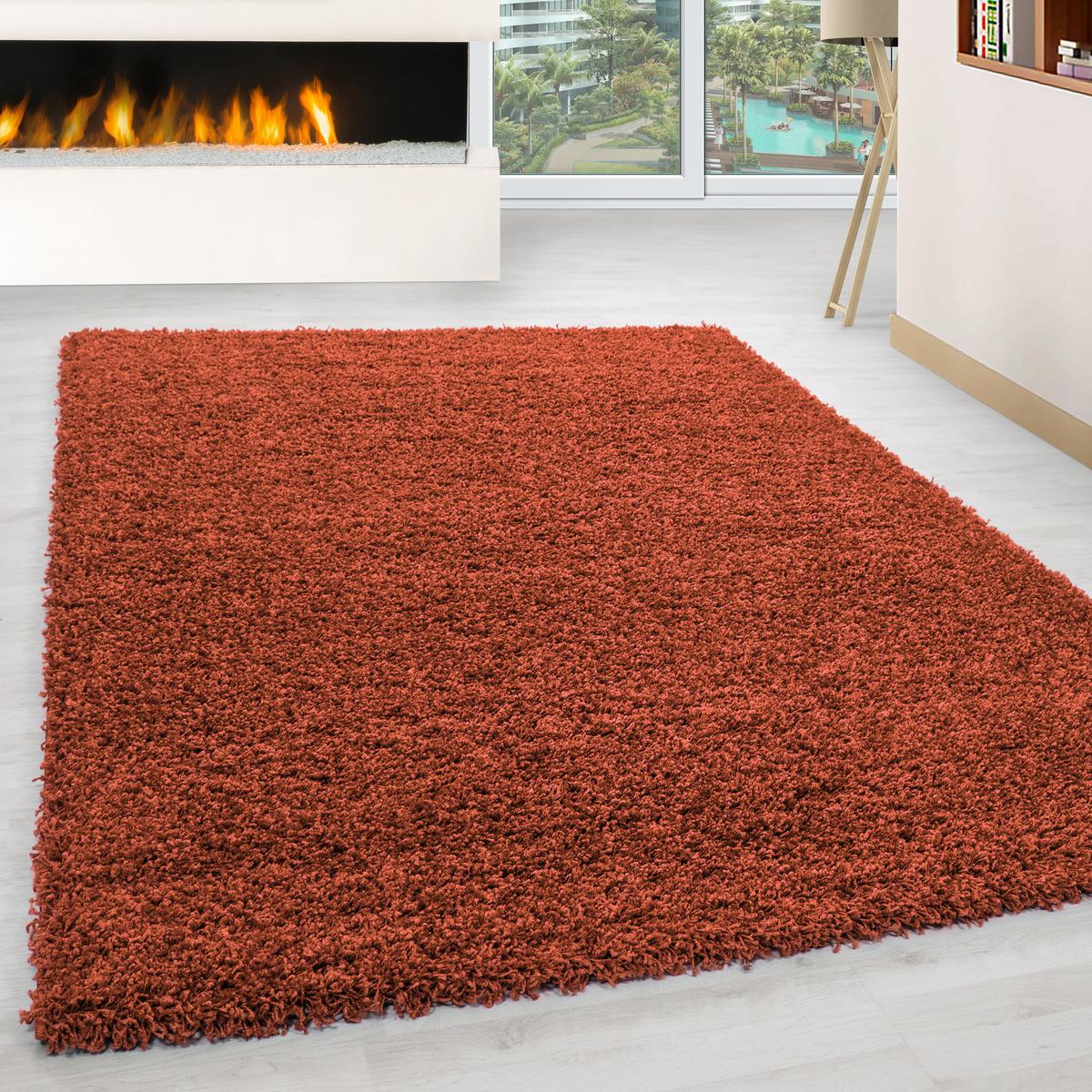 HOCHFLORTEPPICH RHEIN, einfarbig, Terrakotta, 200 x 290 cm - Orange, Textil (200/290cm) - KADIMA DESIGN