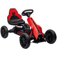 KINDER GO KART TRETAUTO, Blau/Rot, Metall+ Kunststoff - Rot, Metall (100/58/58.5cm) - HOMCOM