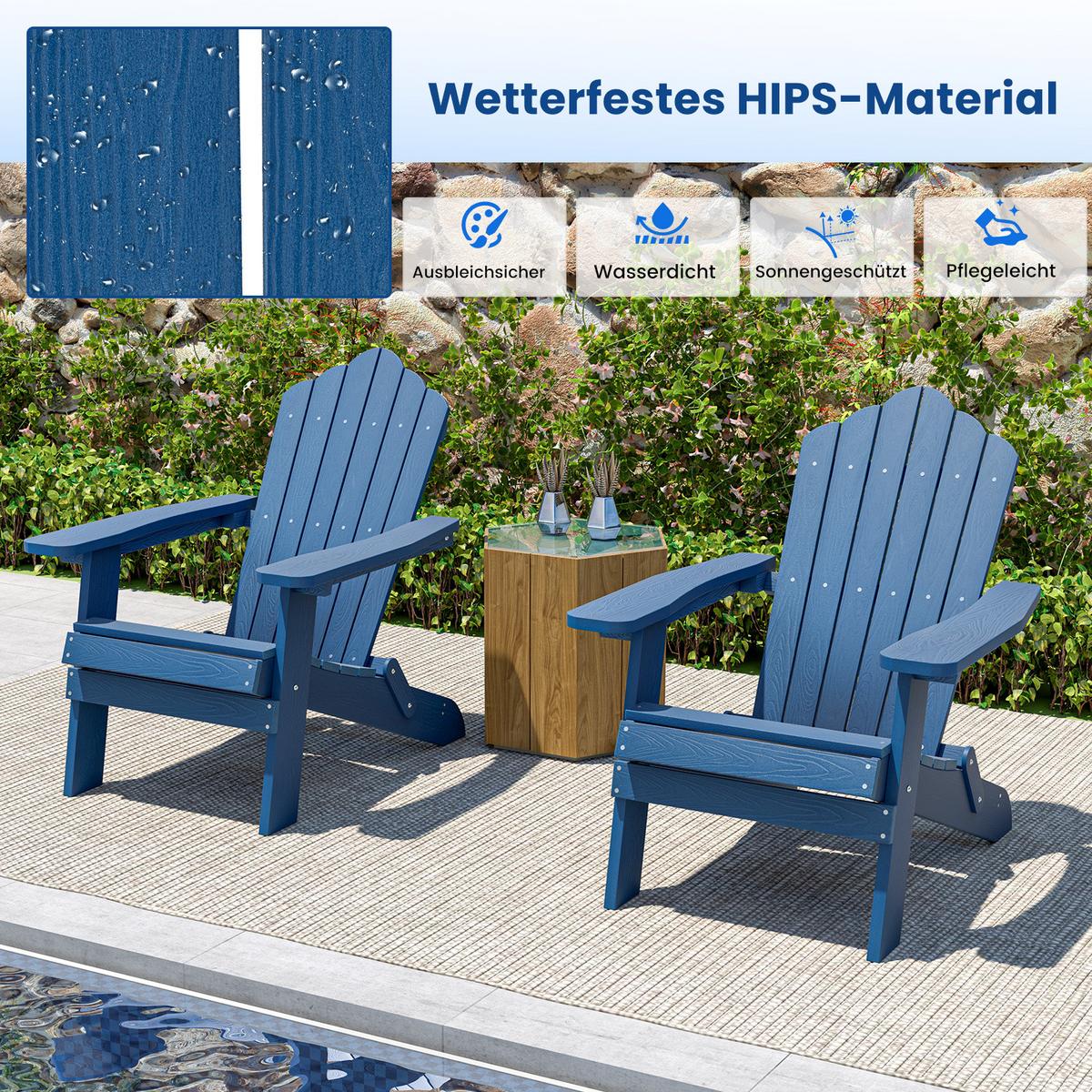 KLAPPSTUHL Marineblau - Dunkelblau, Metall (92/81/78cm) - COSTWAY