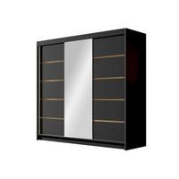 SCHIEBETÜRENSCHRANK Evo VI - Goldfarben/Schwarz, Holzwerkstoff/Metall (200/215/58cm) - MIRJAN24