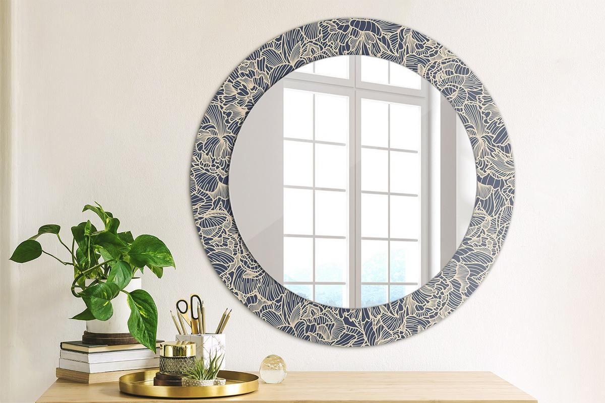 SPIEGEL Rund Ø 60 cm mit Aufdruck - Dunkelblau, Glas (60/60/0.4cm) - Wallfluent