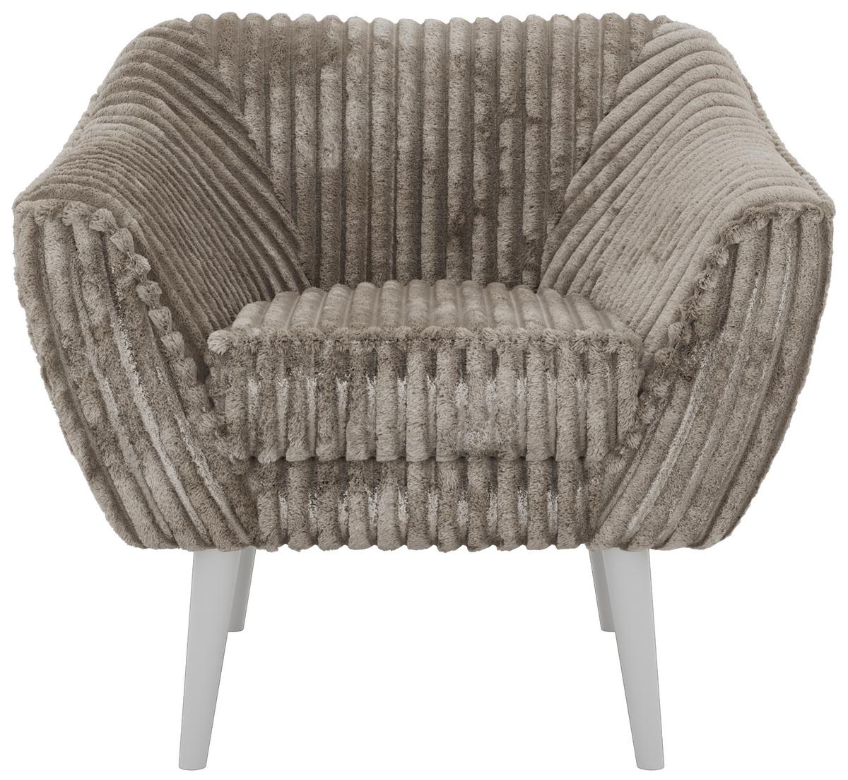 SESSEL PIRS - Hellbraun Cord - Weiße Beine - Hellbraun/Weiß, Holzwerkstoff/Textil (80/75/74cm) - MKS