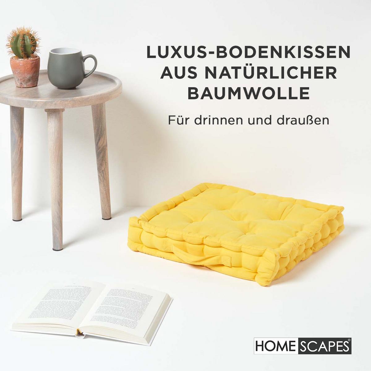 SITZKISSEN gelb 50/50/10 cm – Bodenkissen unifarben - Gelb, Textil (50/50/10cm) - Homescapes