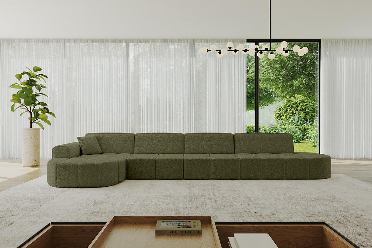 ECKSOFA Ottomane Links LIVO-L3 - 422x173x79,5 cm Grün - Grün, Holzwerkstoff/Textil (422/173cm) - ALTDECOR