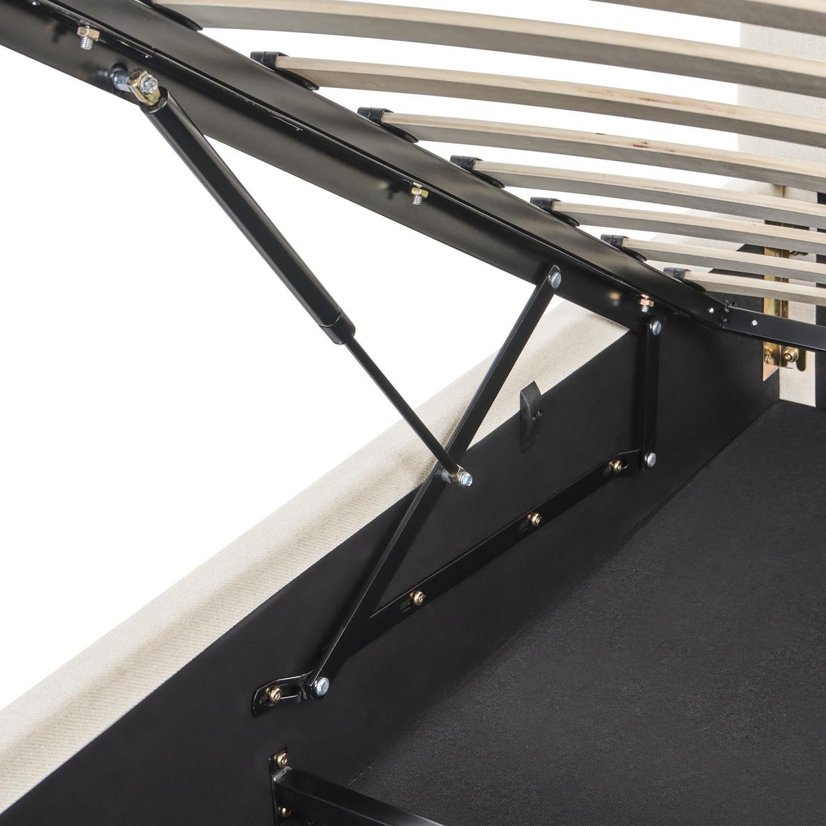 BETT mit Stauraum 160/200 cm Stoff Cremeweiß Bousse - Creme, Textil (160/200cm) - Beliani