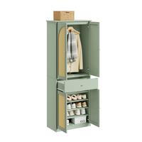 KLEIDERSCHRANK mit 4 Türen, 1 Schublade und 5 verstellbaren Böden, 70x34x180 cm - Grün, Holzwerkstoff (70/180/34cm) - SoBuy
