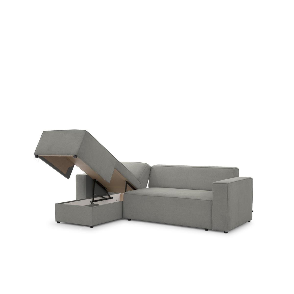 ECKSOFA Schlafsofa Waldo In Stoff Poso - Schieferfarben, Holzwerkstoff/Textil (260/173cm) - Fun Möbel