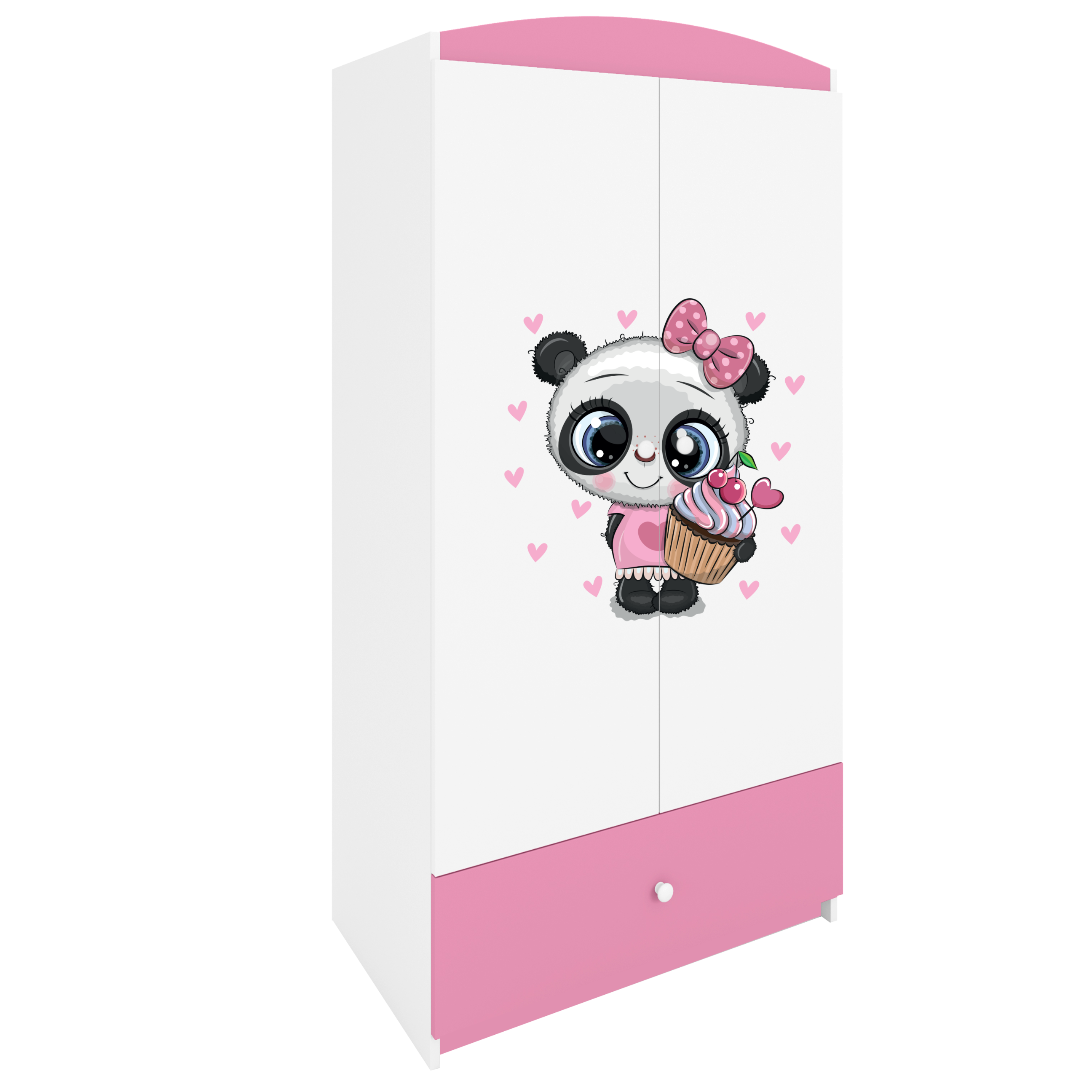 KINDERKLEIDERSCHRANK Panda - Hellrosa, Holzwerkstoff (90/175/52cm) - RAUMHIRSCH FURNITURE