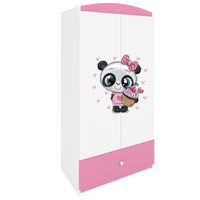 KINDERKLEIDERSCHRANK Panda - Hellrosa, Holzwerkstoff (90/175/52cm) - RAUMHIRSCH FURNITURE