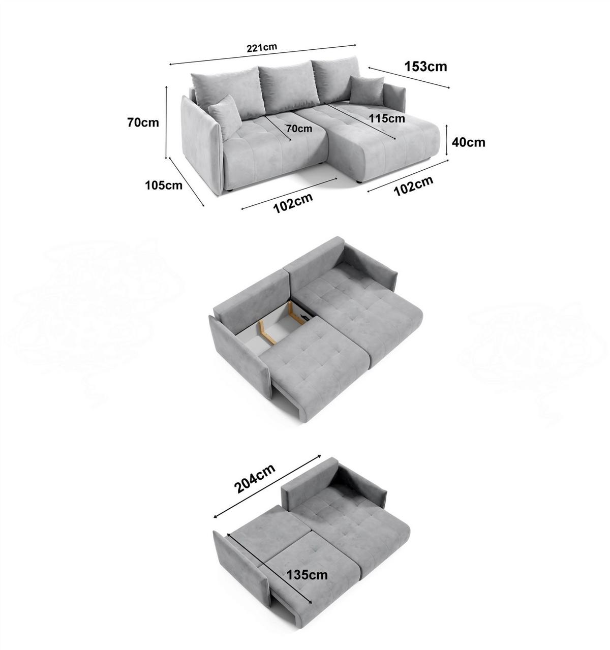 ECKSOFA Canio - Dunkelbraun, Holzwerkstoff/Textil (221/153cm) - Fun Möbel