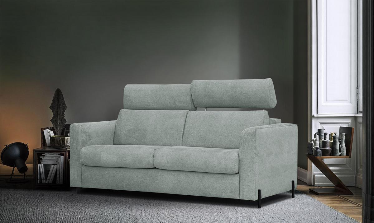 SOFA MEZO 3-Sitzer mit Schlaffunktion, platinfarben - Platinfarben/Schwarz, Holz/Textil (232/90/107cm) - Wozimo