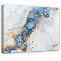 WANDBILD XXL Abstrakt Marmor Blau Gold Modern Wohnzimmer 120x80 - Grau, Holzwerkstoff (120/80cm) - Wallarena