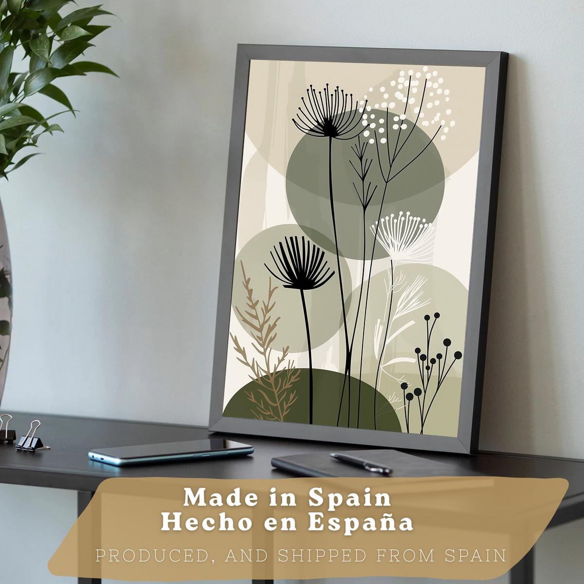 POSTER 4er Kunstdruck-Set Wandbilder Blumen Botanisch modern Wohnzimmer Deko, Schlafzimmer, Küche, Badezimmer Schwarzer Rahmen A3 - Schwarz, Papier (29.7/1/42cm) - Nacnic