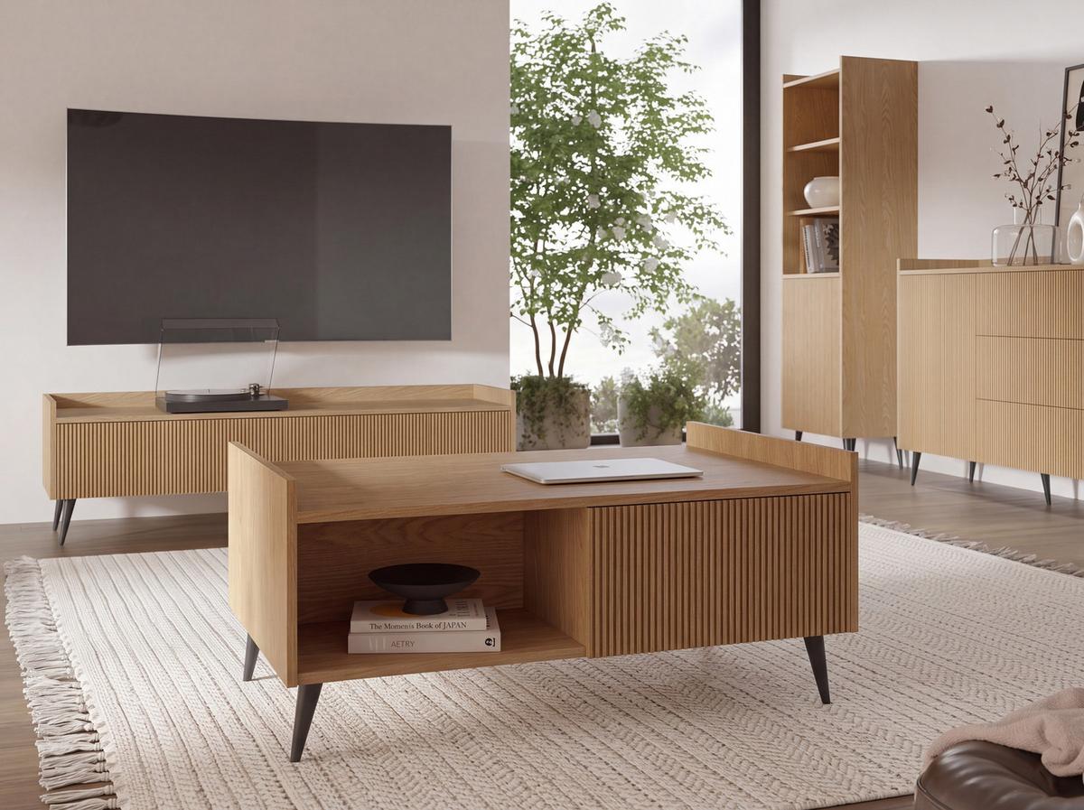 COUCHTISCH Arysa Frühlings-Eiche Hellbraun 100/45/60 cm - Alteiche/Schwarz, Holzwerkstoff/Metall (60/100/45cm) - WFL GROUP