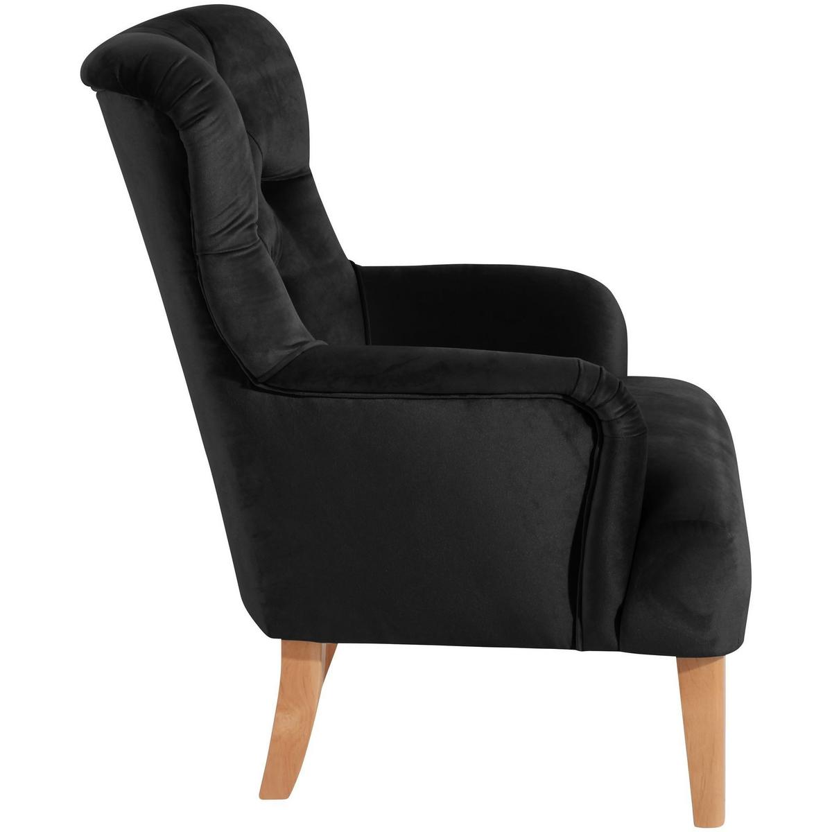 SESSEL Kaiya Bezug Samtvelours Buche natur / schwarz - Schwarz, Kunststoff (71/97/82cm) - 58aufmkessel