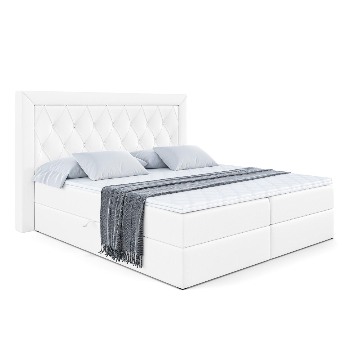 BOXBETT mit H4-Matratze und Lattenrost - NOEL - 140x200 Weiß Hochglanz - Weiß Hochglanz, Holzwerkstoff (140/200cm) - ALTDECOR