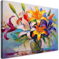 WANDBILD lilien blumenstrauß - Multicolor, Textil (60/40cm) - Feeby