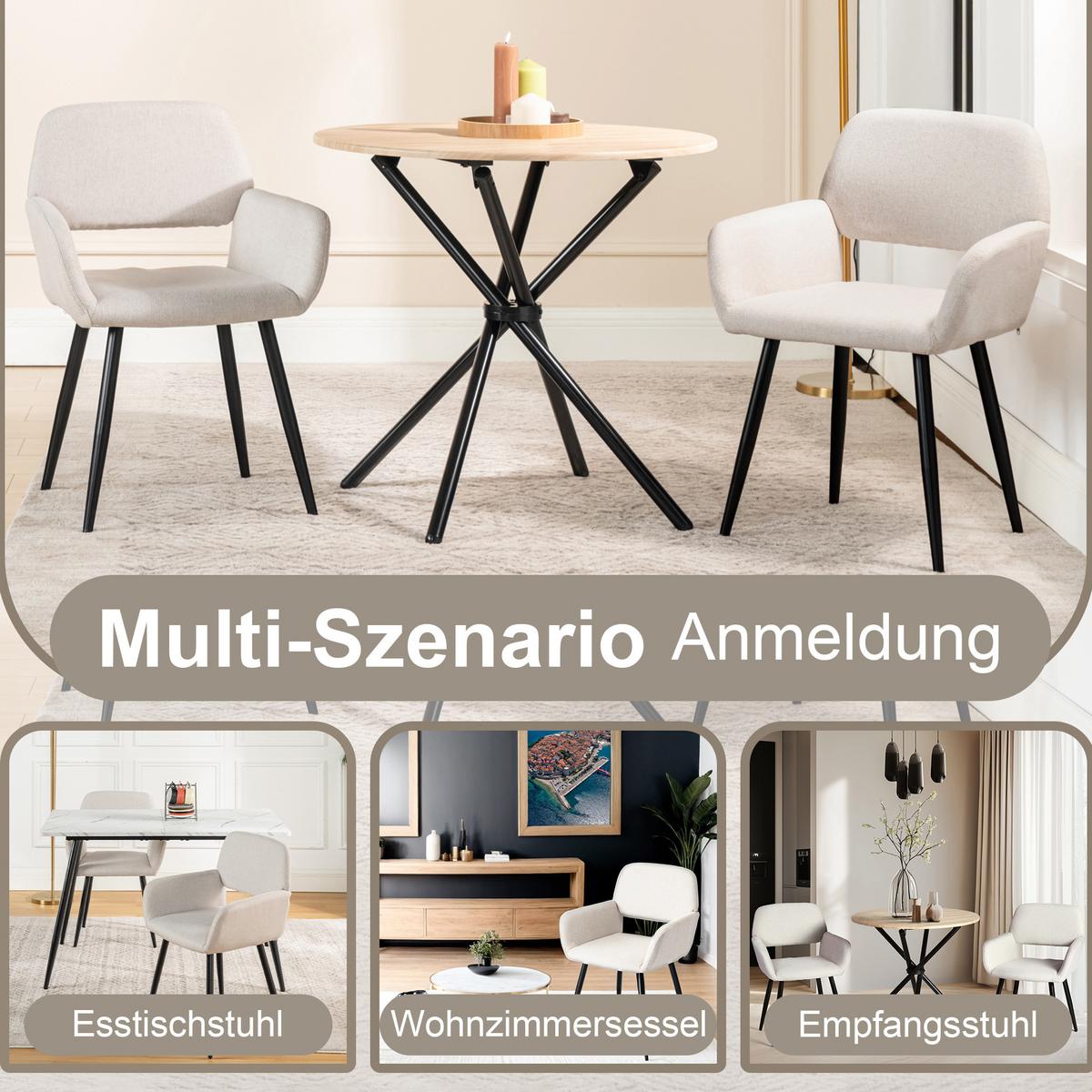 ARMLEHNSTUHL-SET 8 Stück beige - Beige, Holzwerkstoff/Textil (56/77/53cm) - Urban Meuble