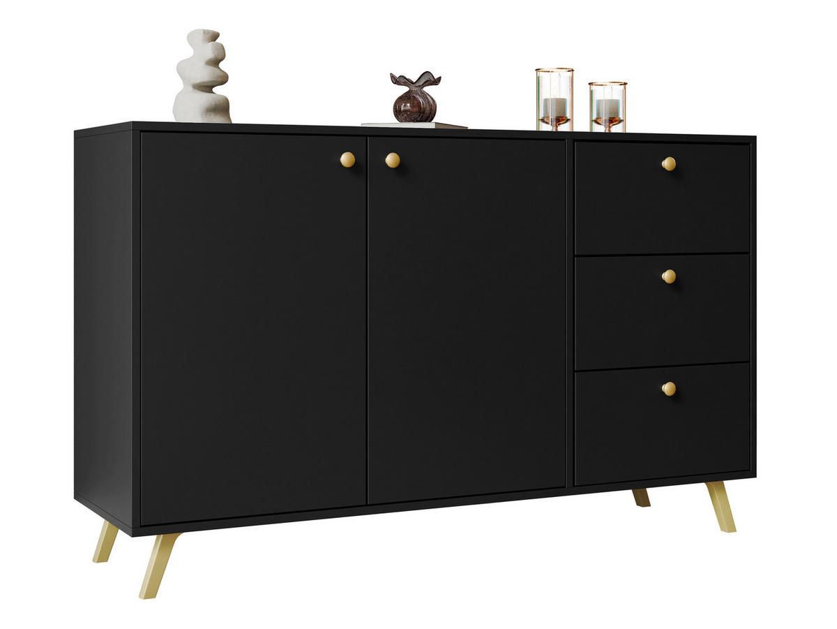 KOMBIKOMMODE Siena 2D3S - Goldfarben/Schwarz, Holzwerkstoff/Metall (138/86/41cm) - MIRJAN24