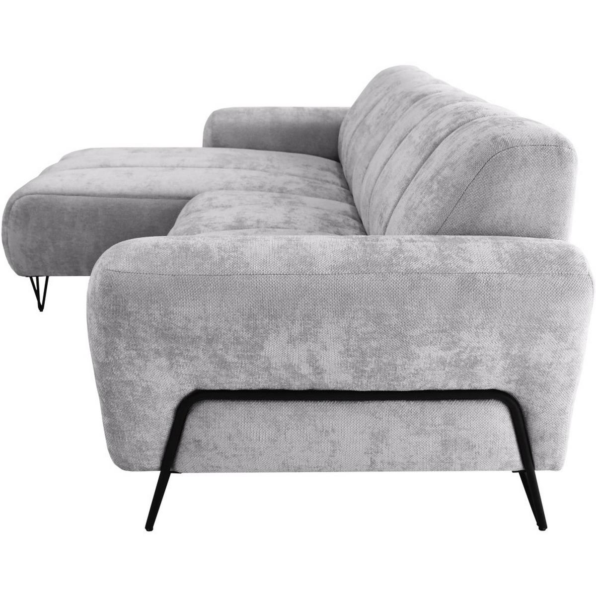 ECKSOFA Volare Mini ohne Schlaffunktion hellgrau links, Vega-Stoff - Hellgrau/Schwarz, Textil/Metall (256/165cm) - Beautysofa