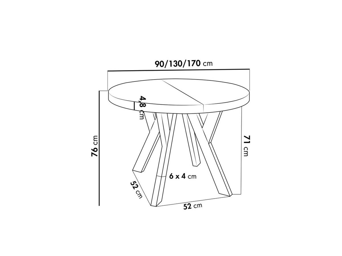 ESSTISCH Twixy runder ausziehbarer, Sonoma Eiche 90-170/90/76 cm - Schwarz/Sonoma Eiche, Holz/Holzwerkstoff (90/170/76cm) - WFL GROUP