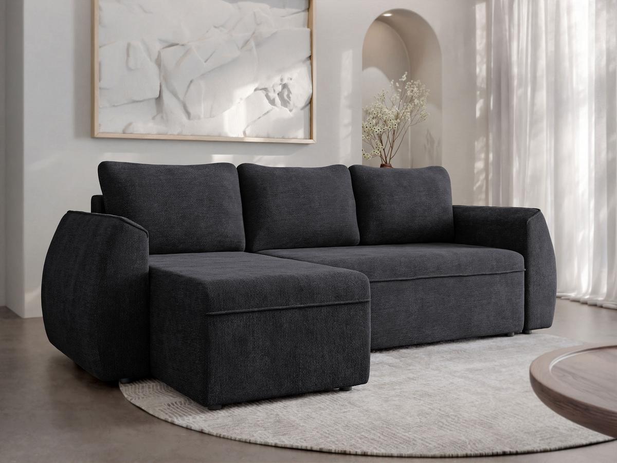 ECKSCHLAFSOFA Darlan - Anthrazit/Schwarz, Holz/Kunststoff (245/143cm) - MIRJAN24