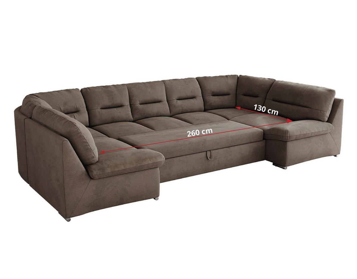 WOHNLANDSCHAFT MORBIDO U Braun Velvet - Silberfarben/Braun, Textil/Metall (340/93/206cm) - MKS