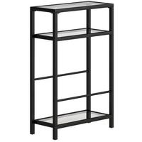 BEISTELLTISCH kleiner Couchtisch mit 3 Ebenen, Tischplatte aus Hartglas Schwarz - Schwarz, Metall (40/18/62cm) - HOMCOM