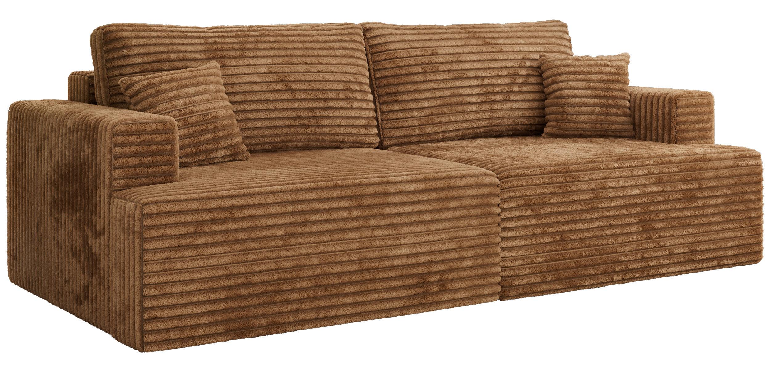 4-SITZER SOFA VIRELLA Orange Cord - Schwarz/Orange, Textil (240/88/115cm) - MKS