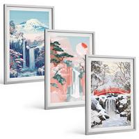 BILDER SET 3er Set - 40x60 cm Silberner Rahmen - Berglandschaften, Wasserfälle - Silberfarben, Kunststoff (40/60cm) - TULUP