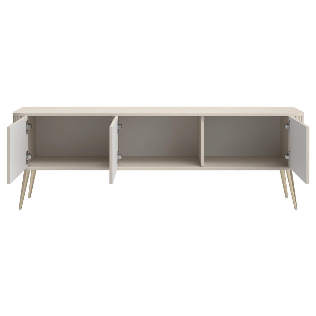 TV-LOWBOARD Ovarlo Greige mit goldenen Metallbeinen 163 cm - Taupe/Goldfarben, Holzwerkstoff/Metall (163.2/49.2/38cm) - Selsey