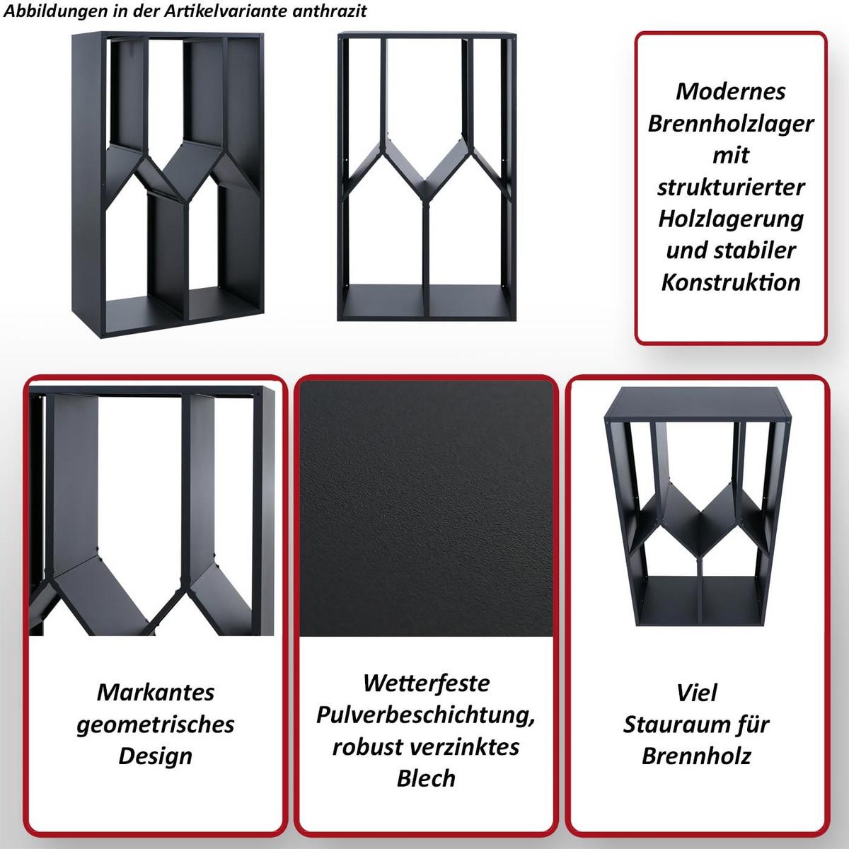 BRENNHOLZLAGER Grün - Grün, Metall (95/160/50cm) - MCW